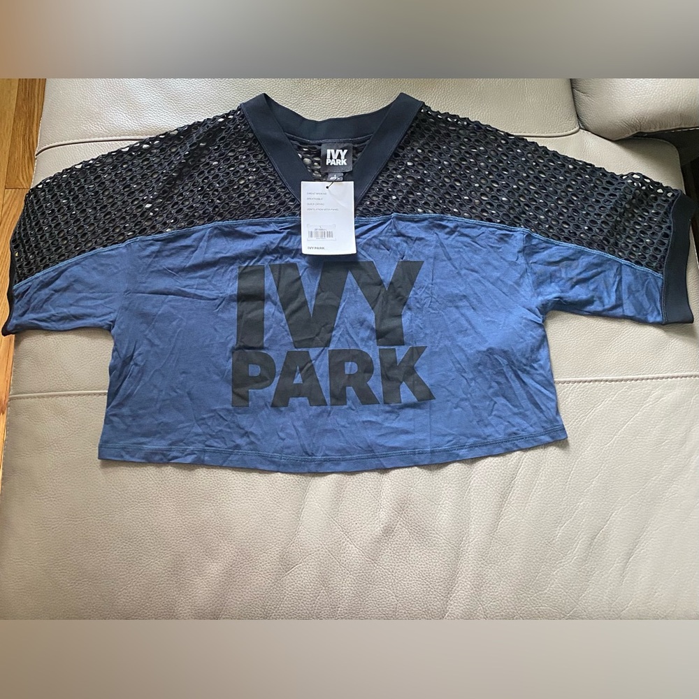 IVY PARK Black and Blue Mesh Graphic Cotton Jersey